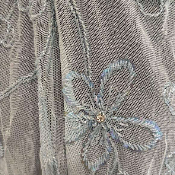 Light Blue Floral hand beaded Attitudes by Debra top and skirt set. - Picture 14 of 16
